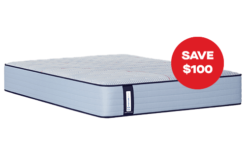 Posturepedic Spring mattress with "Save $100" badge