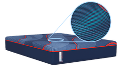 Posturepedic Elite Hybrid mattress with close up on cooling cover