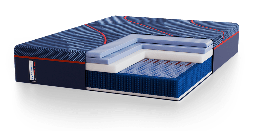 Posturepedic Elite Hybrid mattress with layer cutaway