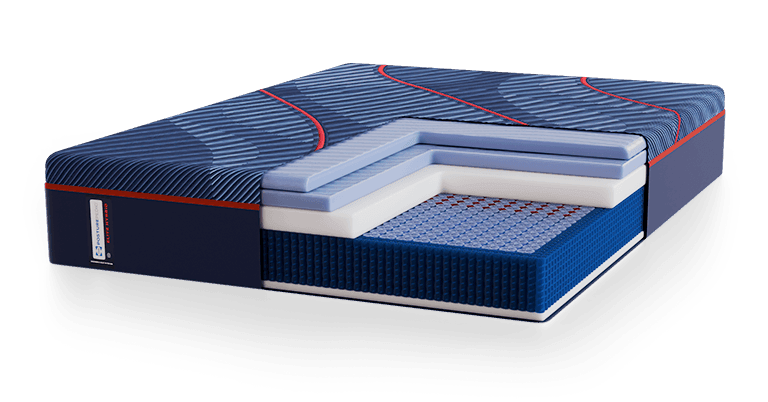 Posturepedic Elite Hybrid mattress with layer cutaway